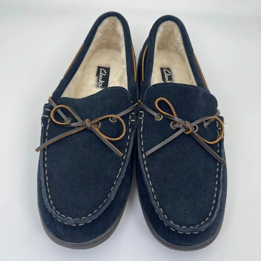 Clarks Kohen Walk Leather Moccasin Slippers Shoes Men's Size 12 M Blue 26139021